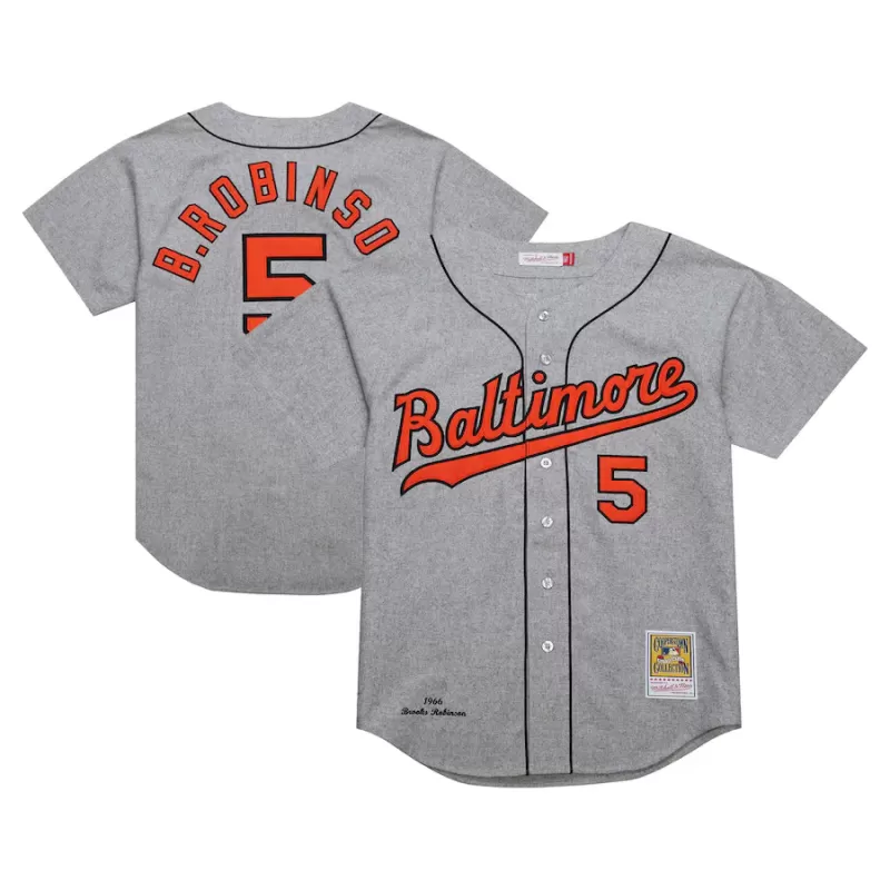 Men's Baltimore Orioles Brooks Robinson Mitchell & Ness Gray Cooperstown Collection 1966 Authentic Jersey Men's Baltimore Orioles Brooks Robinson Mitchell & Ness Gray Cooperstown Collection 1966 Authentic Jersey