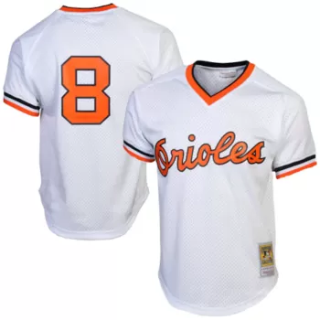 Men's Baltimore Orioles Cal Ripken Jr. Mitchell & Ness White 1985 Authentic Cooperstown Collection Batting Practice Jersey