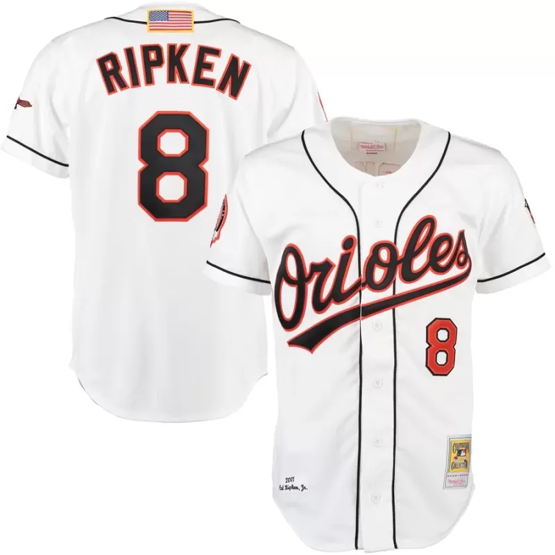Men's Baltimore Orioles Cal Ripken Mitchell & Ness White Home Authentic Jersey Men's Baltimore Orioles Cal Ripken Mitchell & Ness White Home Authentic Jersey