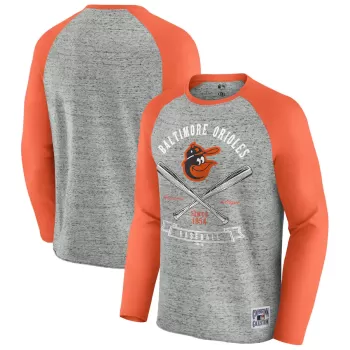 Men's Baltimore Orioles Darius Rucker Collection by Fanatics Heather Gray Raw Edge Raglan Long Sleeve Baseball T-Shirt Men's Baltimore Orioles Darius Rucker Collection by Fanatics Heather Gray Raw Edge Raglan Long Sleeve Baseball T-Shirt