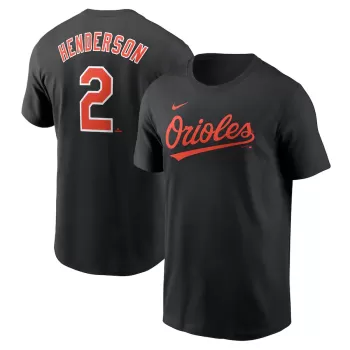 Men's Baltimore Orioles Gunnar Henderson Nike Black Fuse Name & Number T-Shirt Men's Baltimore Orioles Gunnar Henderson Nike Black Fuse Name & Number T-Shirt