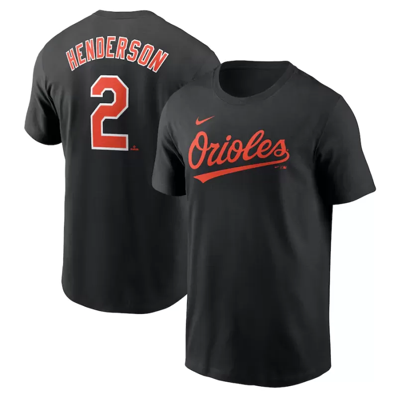 Men's Baltimore Orioles Gunnar Henderson Nike Black Fuse Name & Number T-Shirt Men's Baltimore Orioles Gunnar Henderson Nike Black Fuse Name & Number T-Shirt