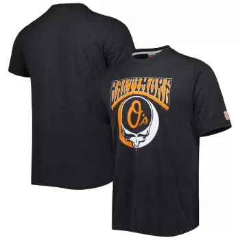 Men's Baltimore Orioles Homage Charcoal Grateful Dead Tri-Blend T-Shirt Men's Baltimore Orioles Homage Charcoal Grateful Dead Tri-Blend T-Shirt