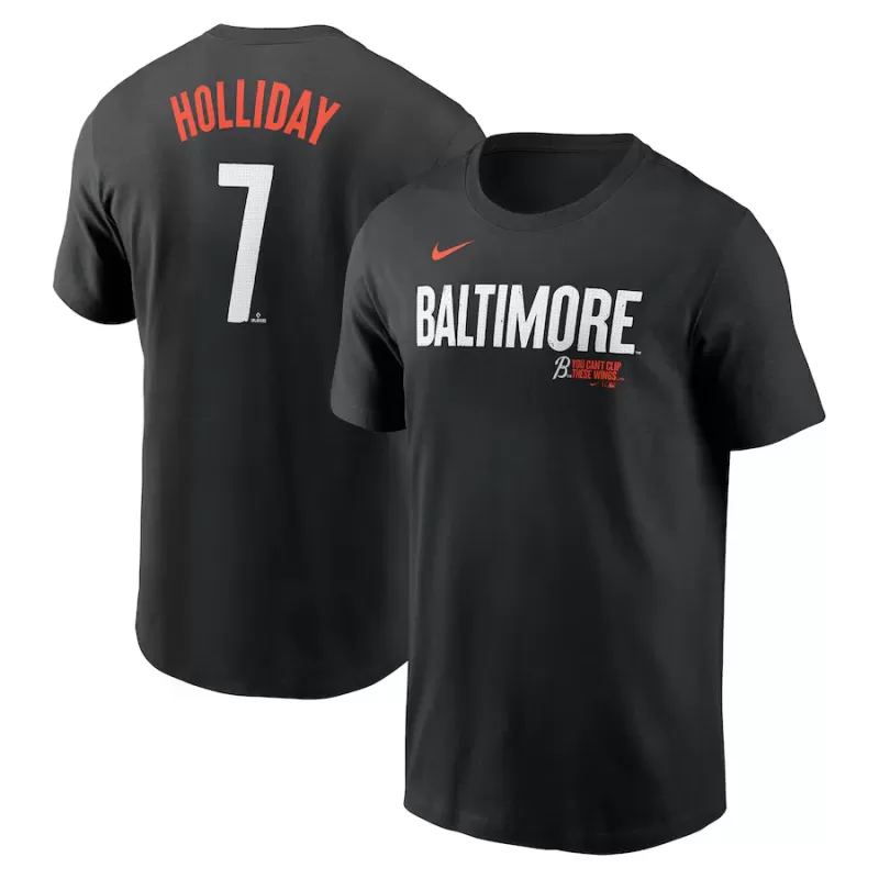 Men's Baltimore Orioles Jackson Holliday Nike Black 2024 City Connect Fuse Name & Number T-Shirt Men's Baltimore Orioles Jackson Holliday Nike Black 2024 City Connect Fuse Name & Number T-Shirt