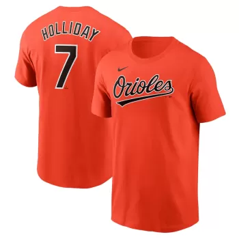 Men's Baltimore Orioles Jackson Holliday Nike Orange Fuse Name & Number T-Shirt Men's Baltimore Orioles Jackson Holliday Nike Orange Fuse Name & Number T-Shirt
