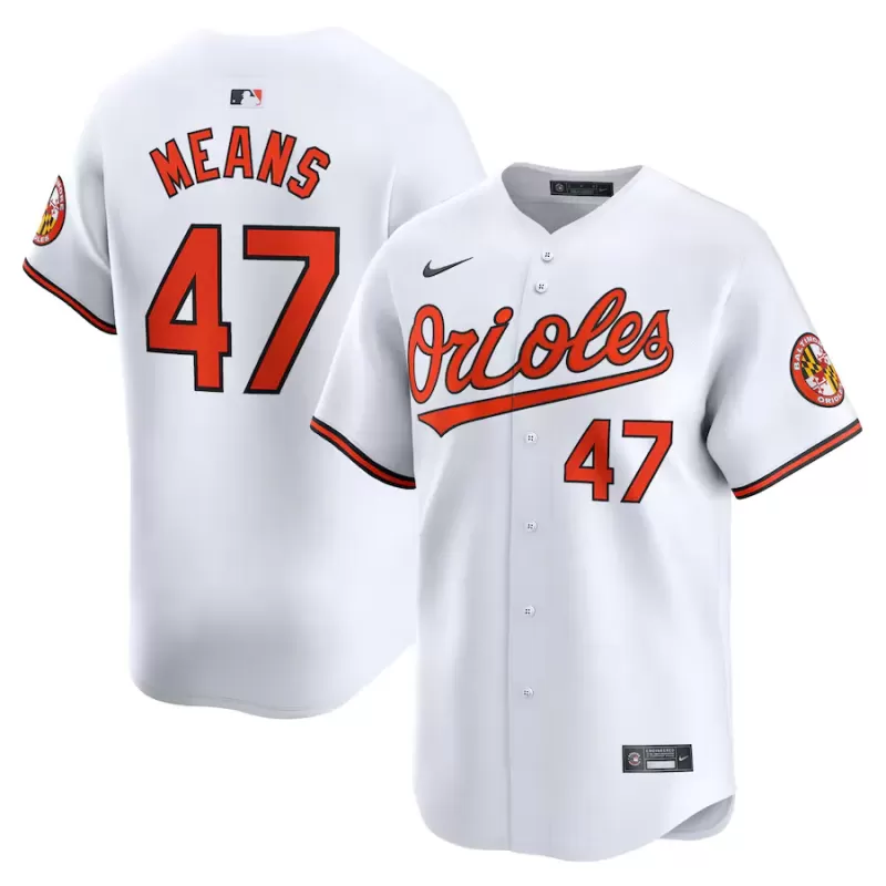 Men's Baltimore Orioles John Means Nike White Home Limited Player Jersey Men's Baltimore Orioles John Means Nike White Home Limited Player Jersey