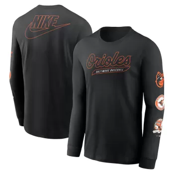 Men's Baltimore Orioles Nike Black Cooperstown Collection Knockout Long Sleeve T-Shirt Men's Baltimore Orioles Nike Black Cooperstown Collection Knockout Long Sleeve T-Shirt