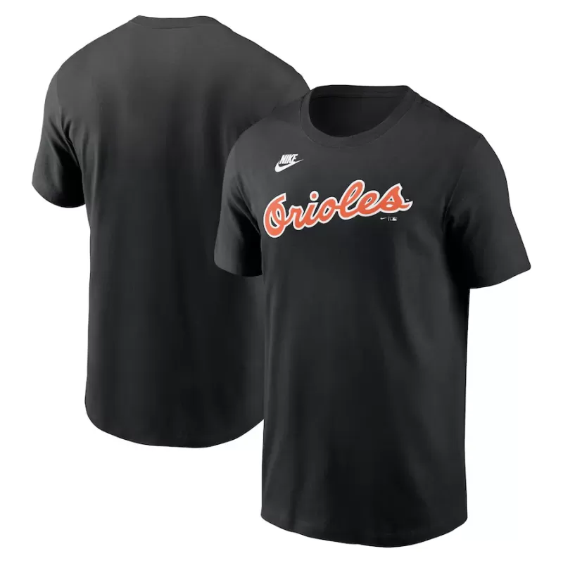 Men's Baltimore Orioles Nike Black Cooperstown Wordmark T-Shirt Men's Baltimore Orioles Nike Black Cooperstown Wordmark T-Shirt