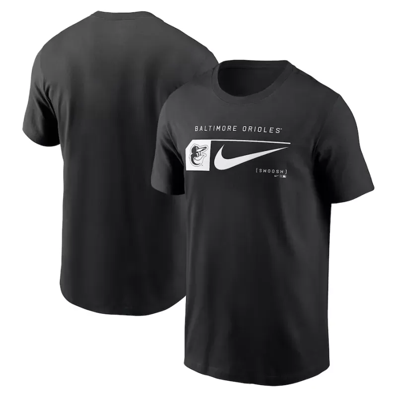 Men's Baltimore Orioles Nike Black Fashion Graphic Swoosh T-Shirt Men's Baltimore Orioles Nike Black Fashion Graphic Swoosh T-Shirt