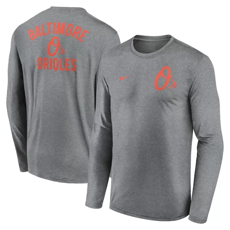 Men's Baltimore Orioles Nike Heather Charcoal 2-Hit Legend Performance Long Sleeve T-Shirt Men's Baltimore Orioles Nike Heather Charcoal 2-Hit Legend Performance Long Sleeve T-Shirt