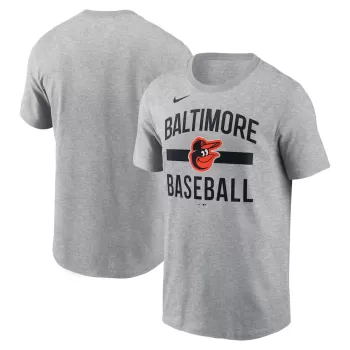 Men's Baltimore Orioles Nike Heather Gray Arched T-Shirt Men's Baltimore Orioles Nike Heather Gray Arched T-Shirt
