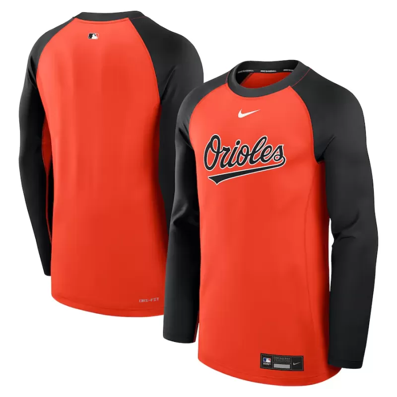Men's Baltimore Orioles Nike Orange/Black Authentic Collection Game Time Raglan Performance Long Sleeve T-Shirt Men's Baltimore Orioles Nike Orange/Black Authentic Collection Game Time Raglan Performance Long Sleeve T-Shirt