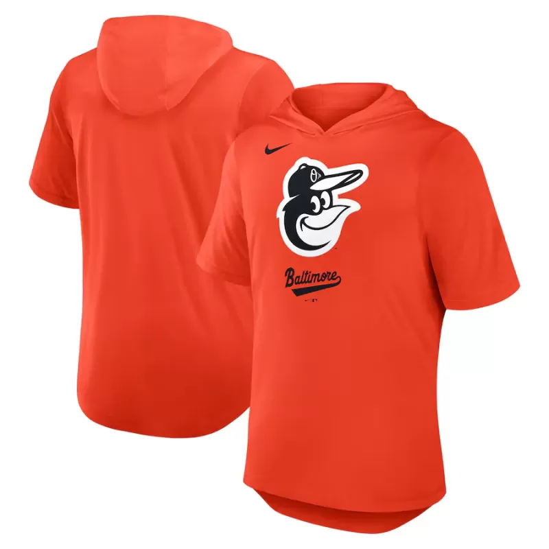 Men's Baltimore Orioles Nike Orange Tri-Blend Hoodie T-Shirt Men's Baltimore Orioles Nike Orange Tri-Blend Hoodie T-Shirt