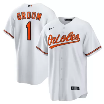 Men's Baltimore Orioles Nike White #1 Groom Home Replica Jersey Men's Baltimore Orioles Nike White #1 Groom Home Replica Jersey
