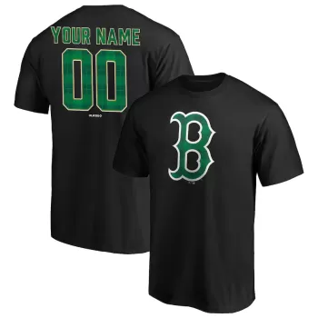 Men's Boston Red Sox Black Emerald Plaid Personalized Name & Number T-Shirt Men's Boston Red Sox Black Emerald Plaid Personalized Name & Number T-Shirt