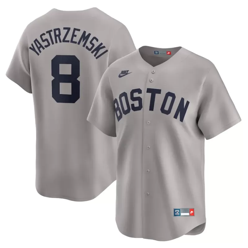 Men's Boston Red Sox Carl Yastrzemski Nike Gray Throwback Cooperstown Collection Limited Jersey