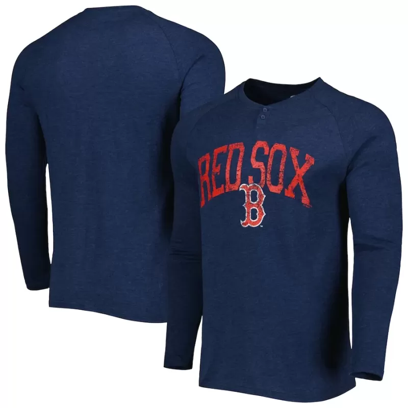 Men's Boston Red Sox Concepts Sport Heather Navy Inertia Raglan Long Sleeve Henley T-Shirt Men's Boston Red Sox Concepts Sport Heather Navy Inertia Raglan Long Sleeve Henley T-Shirt