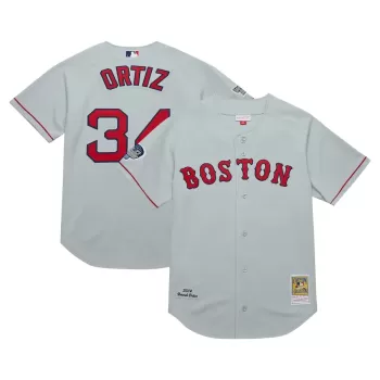 Men's Boston Red Sox David Ortiz Mitchell & Ness Gray 2004 Cooperstown Collection Authentic Throwback Jersey Men's Boston Red Sox David Ortiz Mitchell & Ness Gray 2004 Cooperstown Collection Authentic Throwback Jersey