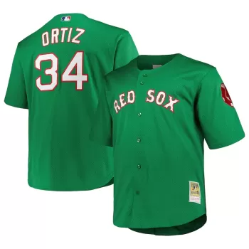 Men's Boston Red Sox David Ortiz Mitchell & Ness Kelly Green Big & Tall Cooperstown Collection Mesh Batting Practice Jersey Men's Boston Red Sox David Ortiz Mitchell & Ness Kelly Green Big & Tall Cooperstown Collection Mesh Batting Practice Jersey