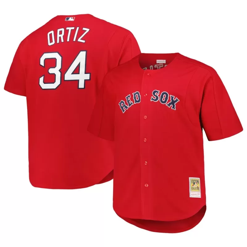 Men's Boston Red Sox David Ortiz Mitchell & Ness Red Big & Tall Cooperstown Collection Batting Practice Replica Jersey Men's Boston Red Sox David Ortiz Mitchell & Ness Red Big & Tall Cooperstown Collection Batting Practice Replica Jersey
