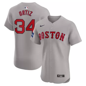 Men's Boston Red Sox David Ortiz Nike Gray Road Elite Sponsor Patch Player Jersey Men's Boston Red Sox David Ortiz Nike Gray Road Elite Sponsor Patch Player Jersey