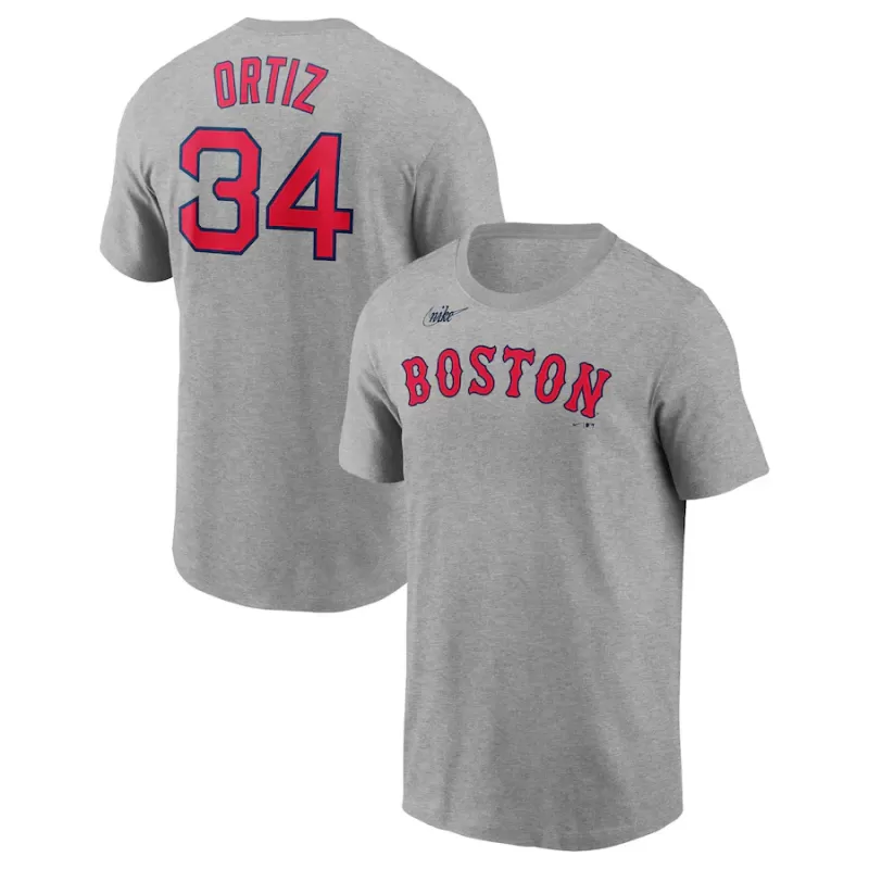 Men's Boston Red Sox David Ortiz Nike Heather Gray Name & Number T-Shirt Men's Boston Red Sox David Ortiz Nike Heather Gray Name & Number T-Shirt