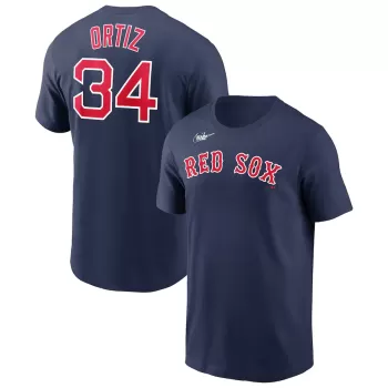 Men's Boston Red Sox David Ortiz Nike Navy Name & Number Logo T-Shirt
