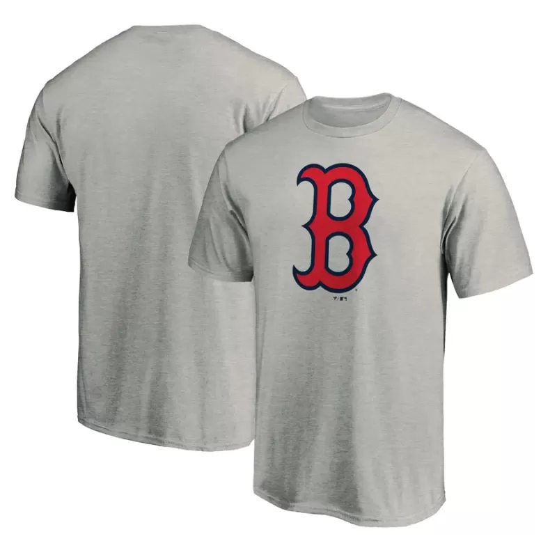 Men's Boston Red Sox Heathered Gray Official Team Logo T-Shirt Men's Boston Red Sox Heathered Gray Official Team Logo T-Shirt