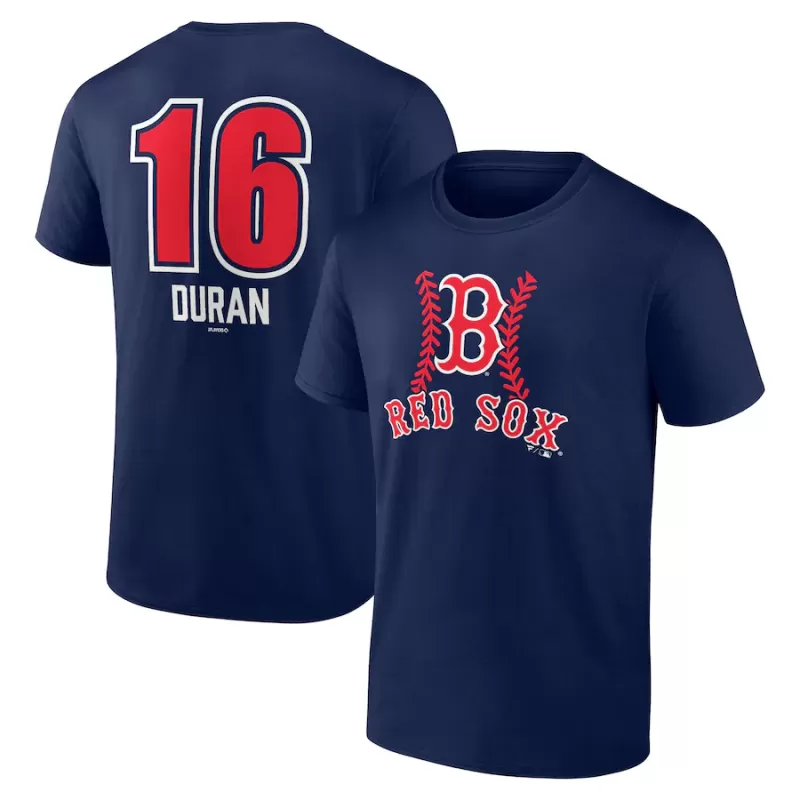 Men's Boston Red Sox Jarren Duran Navy Fastball Player Name & Number T-Shirt Men's Boston Red Sox Jarren Duran Navy Fastball Player Name & Number T-Shirt