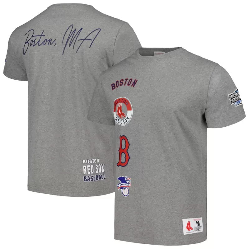 Men's Boston Red Sox Mitchell & Ness Heather Gray Cooperstown Collection City Collection T-Shirt