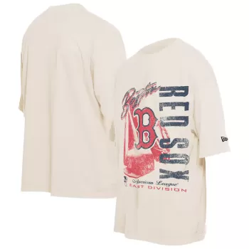 Men's Boston Red Sox New Era Cream Cooperstown Collection Oversized Throwback Distressed T-Shirt