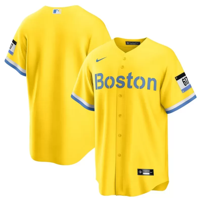 Men's Boston Red Sox Nike Gold/Light Blue City Connect Replica Jersey Men's Boston Red Sox Nike Gold/Light Blue City Connect Replica Jersey