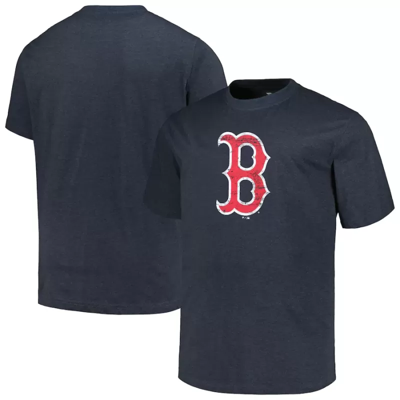 Men's Boston Red Sox Profile Heather Navy Big & Tall Weathered Logo T-Shirt
