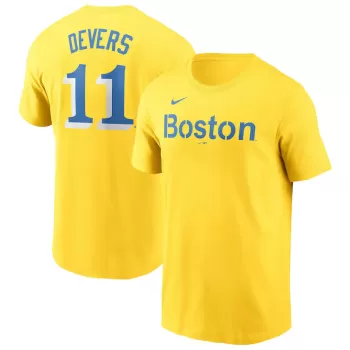 Men's Boston Red Sox Rafael Devers Nike Gold City Connect Fuse Name & Number T-Shirt