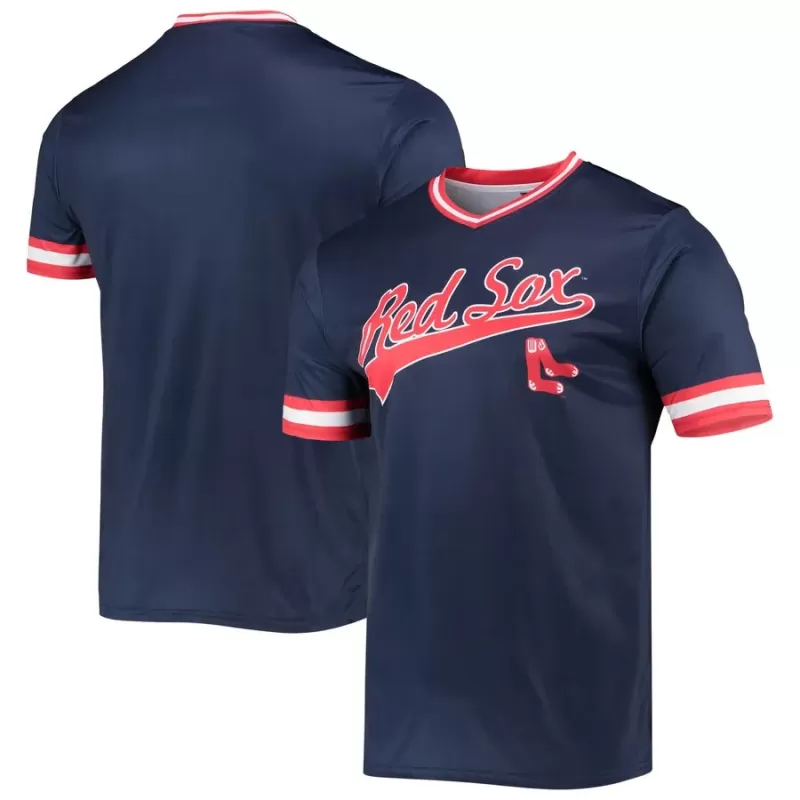Men's Boston Red Sox Stitches Navy/Red Cooperstown Collection V-Neck Team Color Jersey Men's Boston Red Sox Stitches Navy/Red Cooperstown Collection V-Neck Team Color Jersey