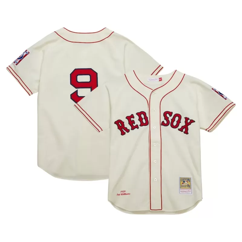 Men's Boston Red Sox Ted Williams Mitchell & Ness Cream Cooperstown Collection 1939 Authentic Jersey Men's Boston Red Sox Ted Williams Mitchell & Ness Cream Cooperstown Collection 1939 Authentic Jersey