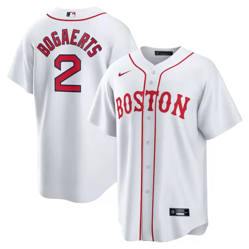 Men's Boston Red Sox Xander Bogaerts Nike White 2021 Patriots' Day Official Replica Player Jersey Men's Boston Red Sox Xander Bogaerts Nike White 2021 Patriots' Day Official Replica Player Jersey
