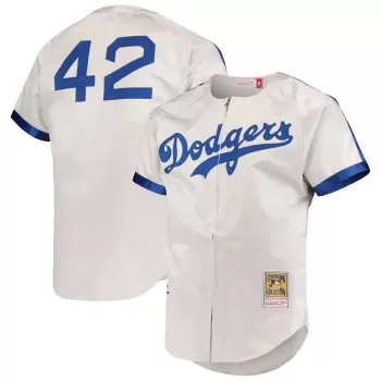 Men's Brooklyn Dodgers Jackie Robinson Mitchell & Ness Gray Cooperstown Collection Authentic Jersey Men's Brooklyn Dodgers Jackie Robinson Mitchell & Ness Gray Cooperstown Collection Authentic Jersey