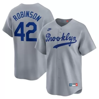 Men's Brooklyn Dodgers Jackie Robinson Nike Gray Throwback Cooperstown Collection Limited Jersey Men's Brooklyn Dodgers Jackie Robinson Nike Gray Throwback Cooperstown Collection Limited Jersey