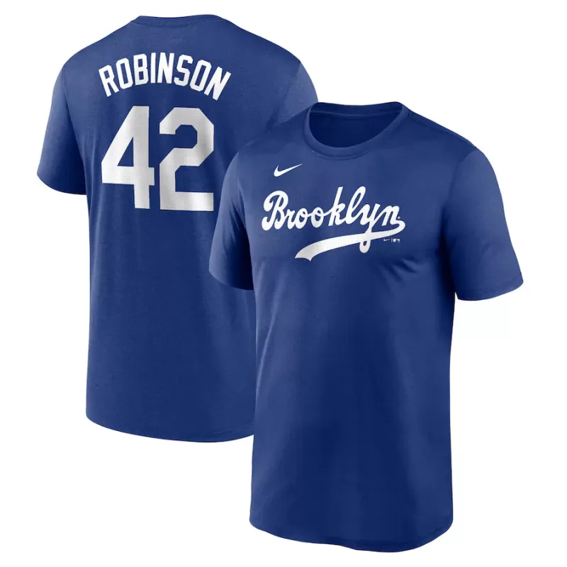 Men's Brooklyn Dodgers Jackie Robinson Nike Royal Legend Name and Number Home T-Shirt Men's Brooklyn Dodgers Jackie Robinson Nike Royal Legend Name and Number Home T-Shirt