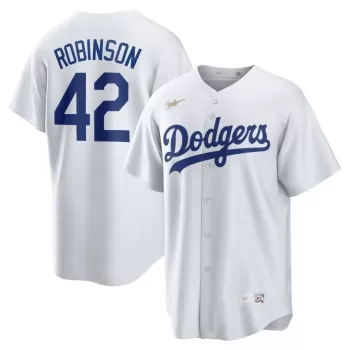 Men's Brooklyn Dodgers Jackie Robinson Nike White Home Cooperstown Collection Player Jersey Men's Brooklyn Dodgers Jackie Robinson Nike White Home Cooperstown Collection Player Jersey