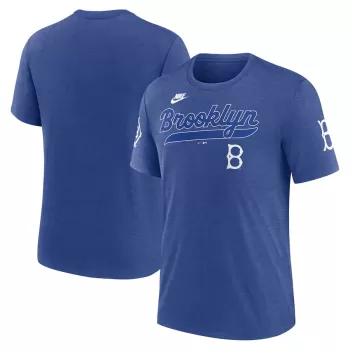 Men's Brooklyn Dodgers Nike Heather Royal Cooperstown Collection Eras Tri-Blend T-Shirt Men's Brooklyn Dodgers Nike Heather Royal Cooperstown Collection Eras Tri-Blend T-Shirt