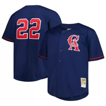 Men's California Angels Bo Jackson Mitchell & Ness Navy Big & Tall Cooperstown Collection Batting Practice Replica Jersey Men's California Angels Bo Jackson Mitchell & Ness Navy Big & Tall Cooperstown Collection Batting Practice Replica Jersey