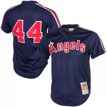 Men's California Angels Reggie Jackson Mitchell & Ness Navy Cooperstown Mesh Batting Practice Jersey Men's California Angels Reggie Jackson Mitchell & Ness Navy Cooperstown Mesh Batting Practice Jersey
