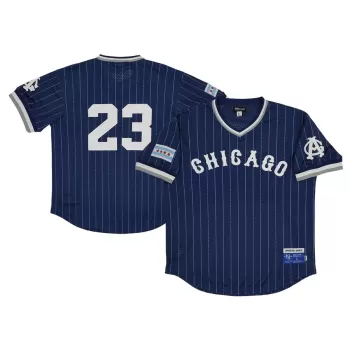 Men's Chicago American Giants #23 Rings & Crwns Navy Mesh Replica V-Neck Jersey Men's Chicago American Giants #23 Rings & Crwns Navy Mesh Replica V-Neck Jersey