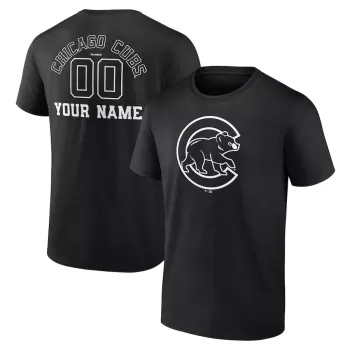 Men's Chicago Cubs Black Monochrome Personalized Name & Number T-Shirt Men's Chicago Cubs Black Monochrome Personalized Name & Number T-Shirt