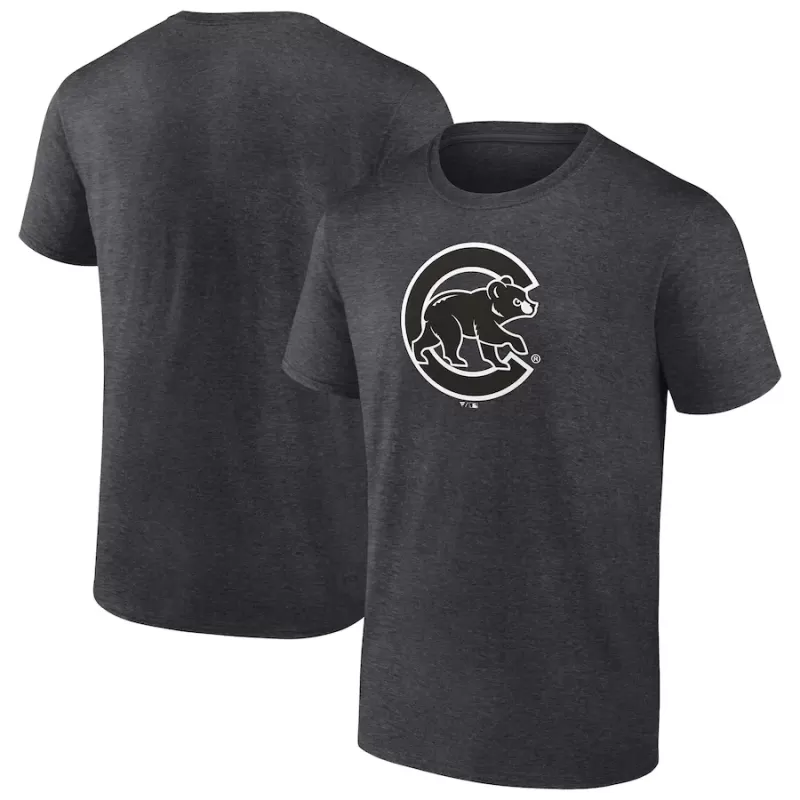 Men's Chicago Cubs Charcoal Monochrome T-Shirt Men's Chicago Cubs Charcoal Monochrome T-Shirt