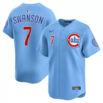 Men's Chicago Cubs Dansby Swanson Nike Baby Blue 2nd Alternate Limited Player Jersey Men's Chicago Cubs Dansby Swanson Nike Baby Blue 2nd Alternate Limited Player Jersey
