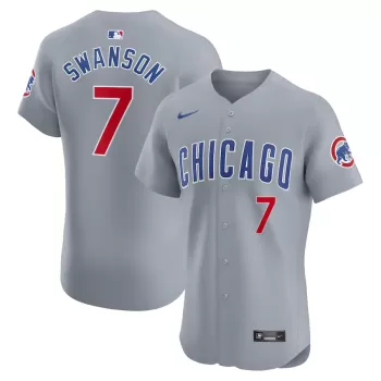 Men's Chicago Cubs Dansby Swanson Nike Gray Road Elite Player Jersey Men's Chicago Cubs Dansby Swanson Nike Gray Road Elite Player Jersey