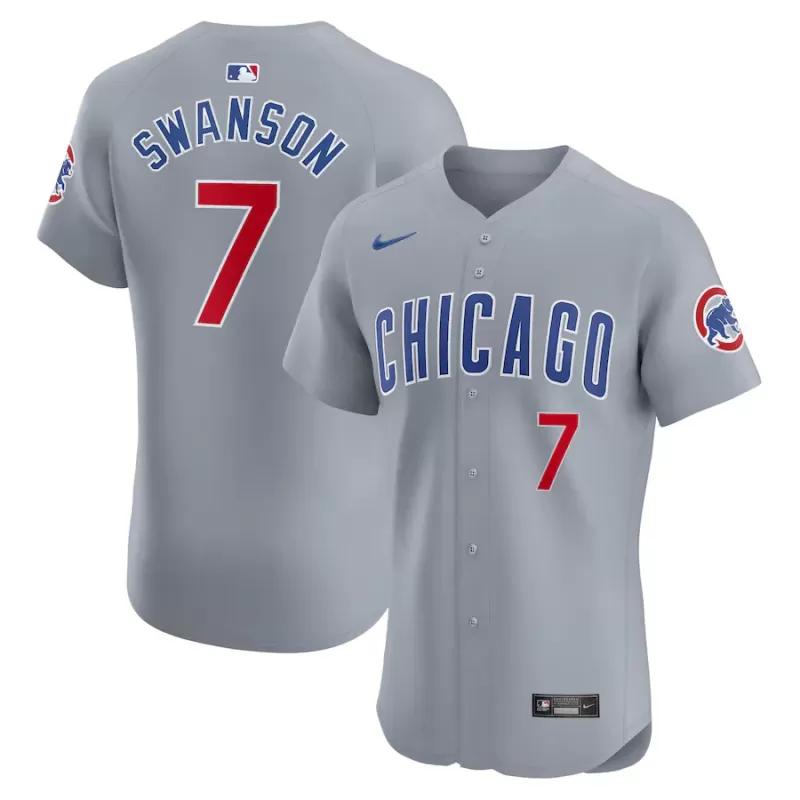 Men's Chicago Cubs Dansby Swanson Nike Gray Road Elite Player Jersey Men's Chicago Cubs Dansby Swanson Nike Gray Road Elite Player Jersey